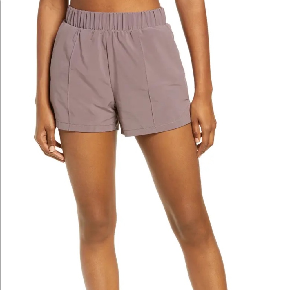 Zella lightweight brown elastic waist shorts.